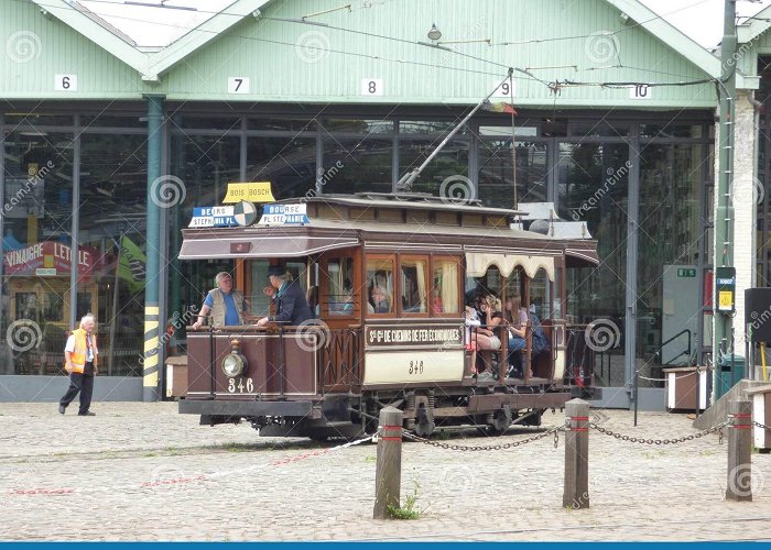 Brussels Tram Museum Thuin - June 11: Old Heritage Streetcar Tramway in Front of Tram ... photo