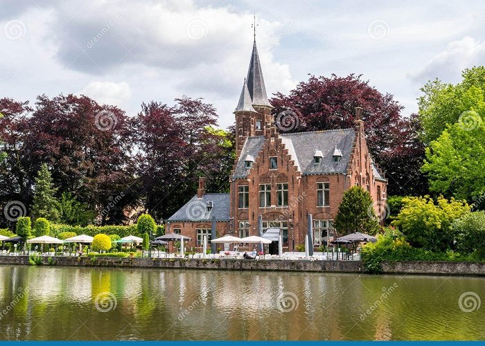 Castle Minnewater Castle Della Faille Along Minnewater Lake in Old Town of Bruges ... photo