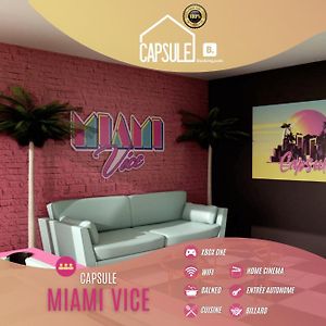 Capsule Miami Vice - Jacuzzi - Billard - Ecran Cinema & Netflix - Ping-Pong - Nintendo & Jeux- Apartment Liévin Exterior photo